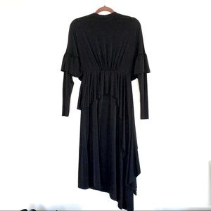 ASOS | asymmetrical black ruffle keyhole dress